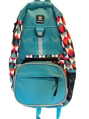 Ambry Teal Sling Backpack Geometric Print Crossbody Bag Small Travel Daypack